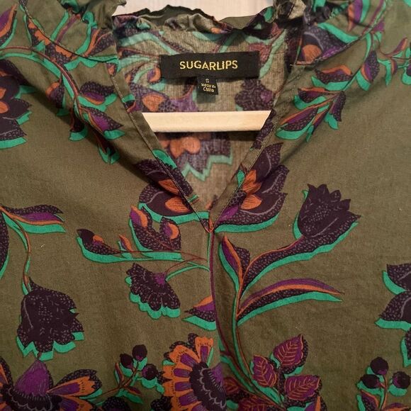 Sugarlips Green and Purple Blouse Bohemian Style - Picture 7 of 11